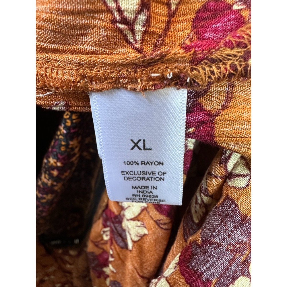 Logo by Lori Goldstein Printed Mixed Media Duster Cardigan Orange Floral Small - Picture 8 of 13